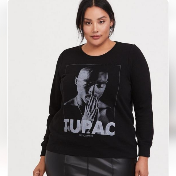 Torrid Tops - Torrid Tupac Black Pullover Fleece Sweatshirt